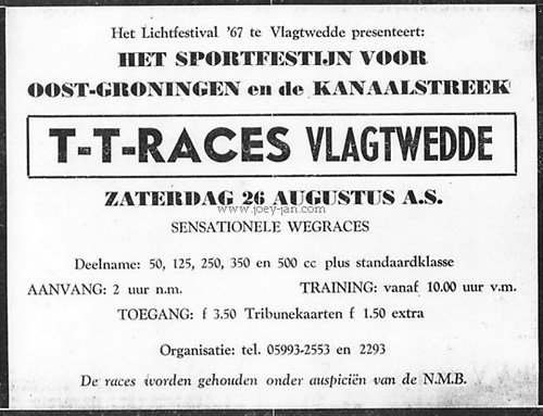 Advertentie TT races Vlagtwedde 1967